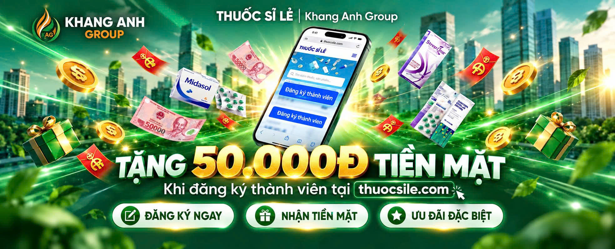 TẶNG 50.000Đ TIỀN MẶT KHI ĐĂNG KÝ THÀNH VIÊN THUOCSILE.COM