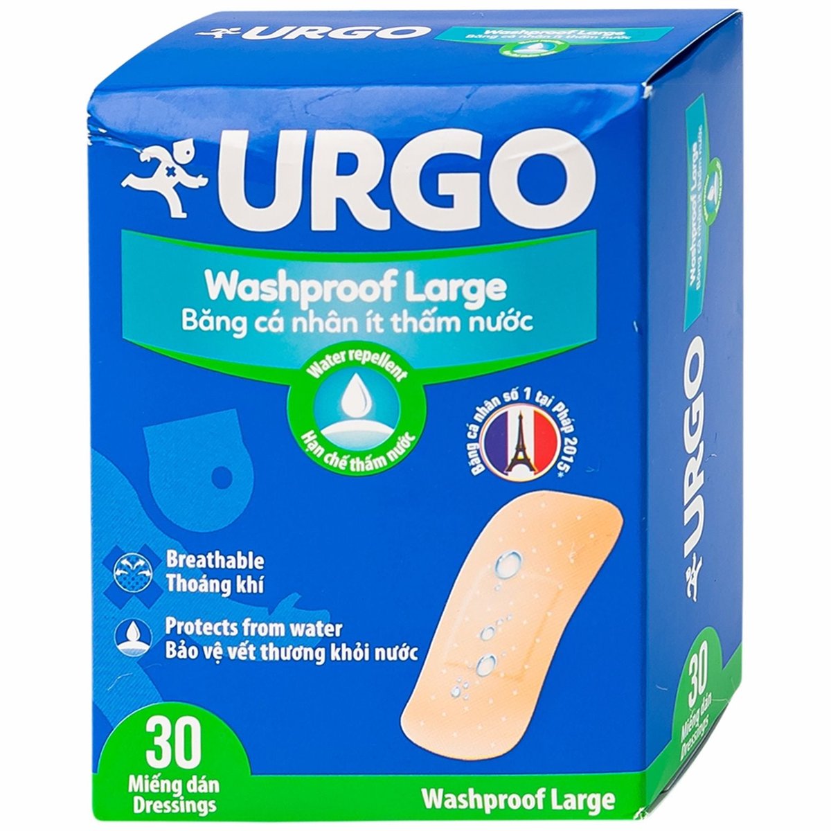 Băng cá nhân ít thấm nước urgo washproof lagre (h/30m)