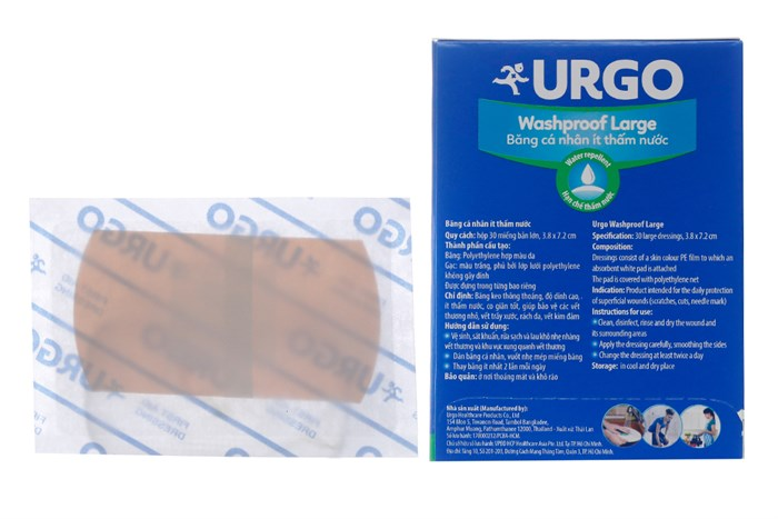Băng cá nhân ít thấm nước urgo washproof lagre (h/30m)