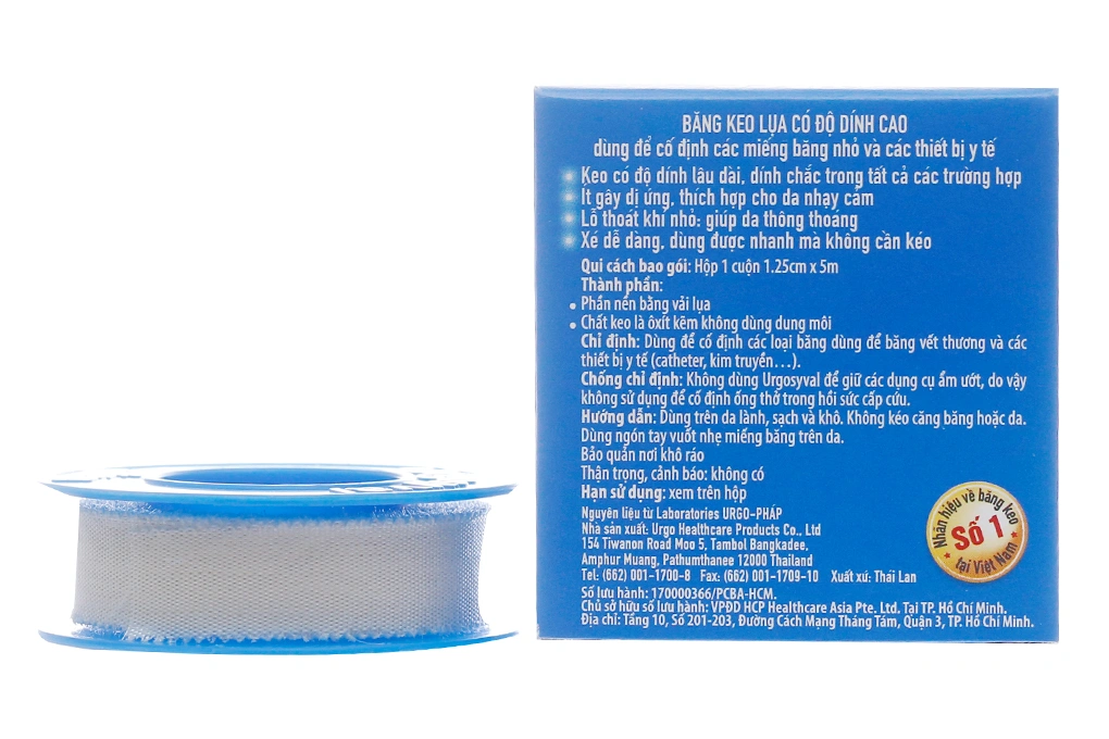 Băng keo cuộn lụa 1.25cmx5m urgo (cuộn)