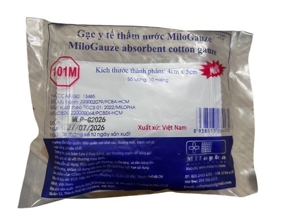 Gạc y tế thấm nước Milogauze 4cm x 5cm (101M)