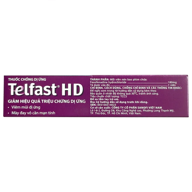 Telfast hd fexofenadin 180mg sanofi (hộp/30 viên)